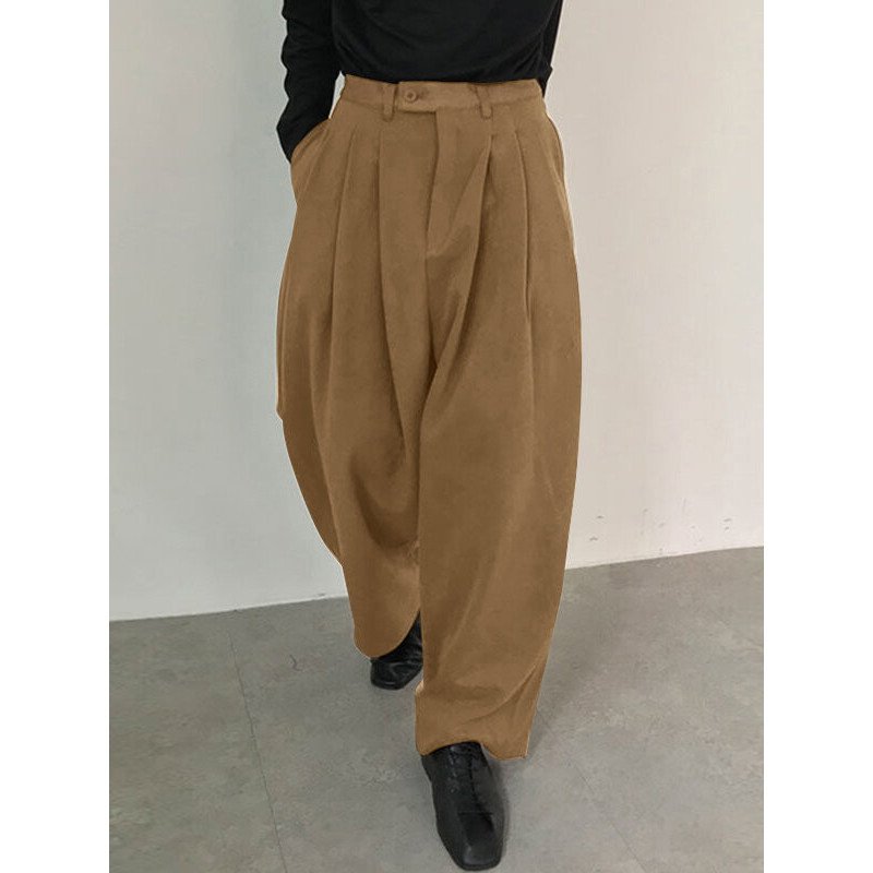 Men Casual Solid Color Wide-leg Pants