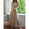Leisure Solid Elastic Waist Short Sleeve Casual Maxi Dress