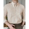 Mens Striped Button Down Collar Long Sleeve Shirt