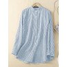 Stripe Pattern Long Sleeve Stand Collar Casual Blouse