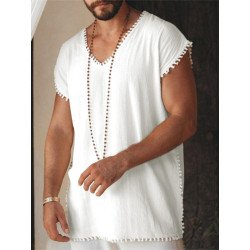Mens Holiday Fringe V-Neck T-Shirt