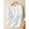 Solid Half Sleeve V-neck Casual Blouse For Women