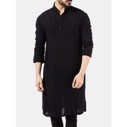 Mens Pathani Kurta Pajama Indian Long T-shirts Cotton Ethnic Suit Solid Autumn Long Sleeve Top
