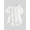 Solid Color Ruffle Sleeve Plus Size Casual Blouse