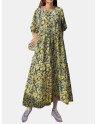 Floral Print Half Sleeve O-neck Loose Dress