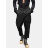 Mens Solid High Waist Pocket Casual Pants