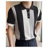 Mens Patchwork Lapel Short Sleeve Shirt