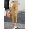 Solid Pocket Pleated Crop Pants For Women