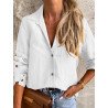 Solid Long Roll-tab Sleeve Pocket Button Lapel Shirt