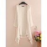 Solid Color Long Sleeve Asymmetrical Loose Kimono For Women