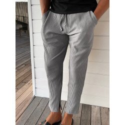 Mens Textured Solid Split Cuff Drawstring Waist Pants