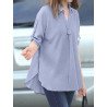 Solid Long Sleeve Lapel Loose Blouse For Women