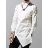 Men Asymmetric Hem Long Sleeve Shirt