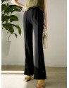 Solid Slit Hem Pocket Bootcut Leg Pants