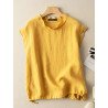 Women Solid Drawstring Hem Cotton Sleeveless Tank Top