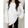 Solid Long Sleeve Loose Crew Neck Causal Sweatshirt