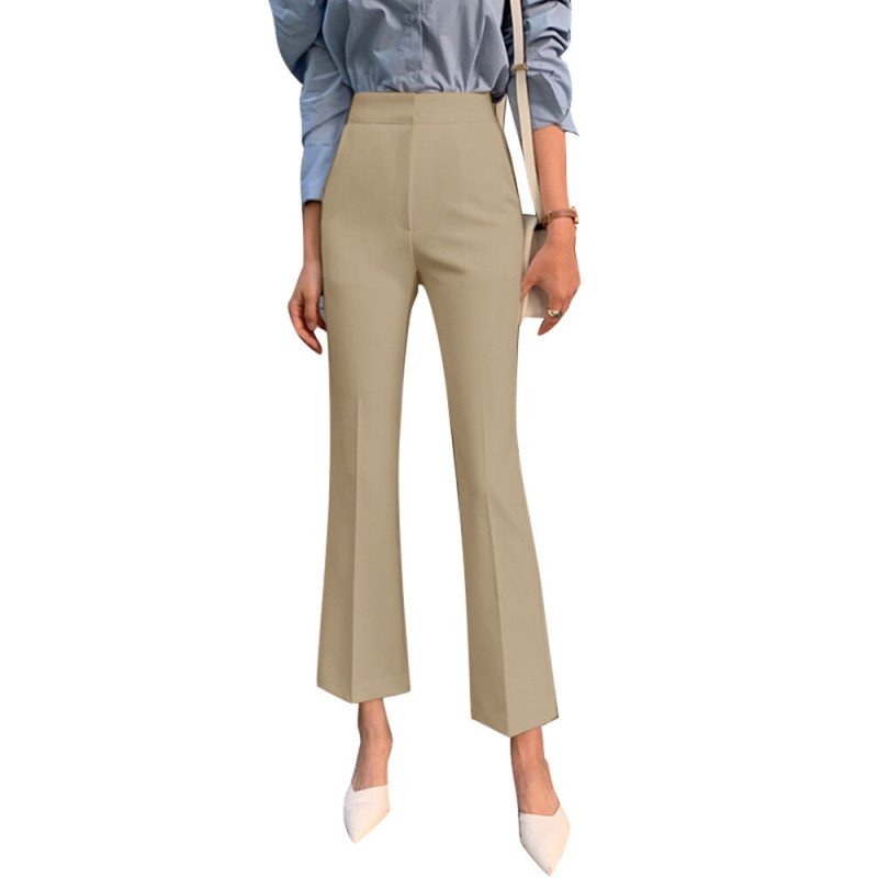 Solid Pocket Zip Bootcut Leg Pants For Women