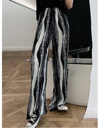 Casual Print Elastic Waist Wide Leg Pants