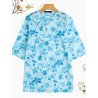 Women Floral Print Side Button Design 3/4 Sleeve Blouse