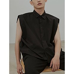 Mens Loose Solid Color Sleeveless Shirts