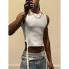 Mens Sexy Cutout Shoulder Crop Tops Vest