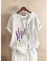 Women's Floral Embroidery Short Sleeve Tops