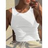 Mens Solid Crew Neck Rib-Knit Sleeveless Tank