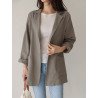 Casual Solid Color Lapel Long Sleeve Plus Size Jackets with Button