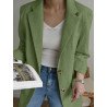 Solid Long Sleeve Button Front Lapel Blazer