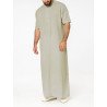 Mens Casual Long Tops Pure Color Short Sleeve Loungewear Robe