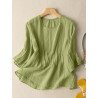 Solid Crew Neck Casual Women 3/4 Sleeve Blouse