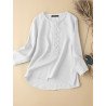 Solid Embroidered Long Sleeve Crew Neck Blouse
