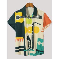 Mens Music Equipment Printed Shirt