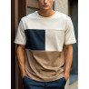 Mens Color Block Patchwork Crew Neck Casual Short Sleeve T-Shirts