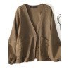 Solid Long Sleeve Pocket Button Front V-neck Kimono
