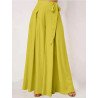 Solid Color Wide-legged Bowknot Belt Pleated Loose Pants