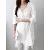 Solid Hooded Roll Tab Sleeve Button Front Blouse
