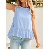 Solid Ruffle Hem Sleeveless Crew Neck Tank Top