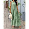 Women Solid Crew Neck Casual Sleeveless Maxi Dress