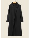 Solid Asymmetrical Long Sleeve Turtleneck Casual Dress