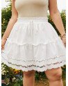 Plus Size Drawstring Hollow Design Lettuce-Edge Skirt