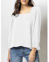 Solid Square Collar Casual Blouse For Women