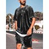 Mens Velvet Solid Crew Neck Casual Two Pieces Outfits