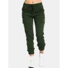 Elastic Drawstring Waist Solid Color Casual Pants For Women