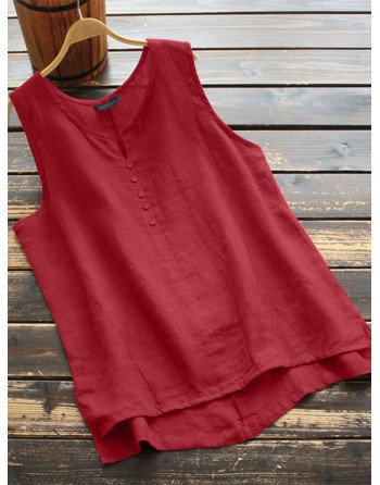 Solid Sleeveless V-neck Tank Top For Women