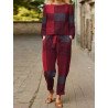 Women Plaid Pattern Belted Pocket Two Pieces Suit