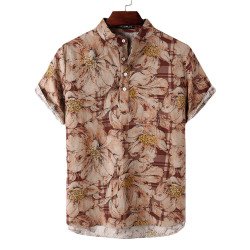 Mens Floral Cotton Linen Shirts