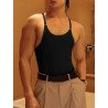 Mens Solid Color Skinny Spaghetti Strap Bodysuit