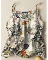 Women Tropical Plant Print Vacation Spaghetti Strap Cami