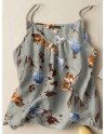 Women Watercolor Floral Print Vacation Spaghetti Strap Cami